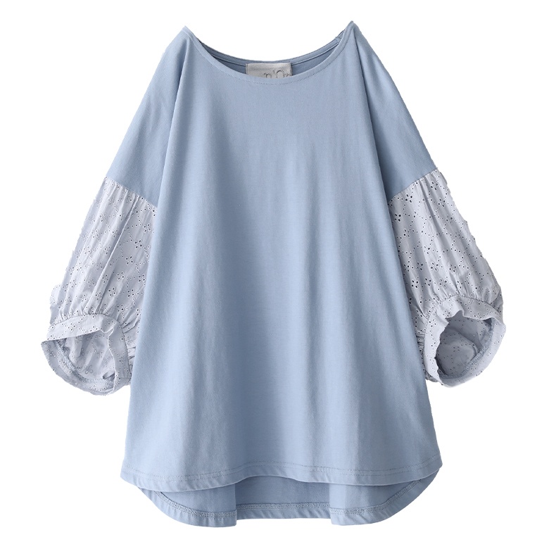 カットソー レディース トップス 春夏 Tシャツ 七分袖 オーガニックコットン レース 綿100 カットソー レディース トップス 春夏 Tシャツ 七分袖 オーガニックコットン レース 綿100