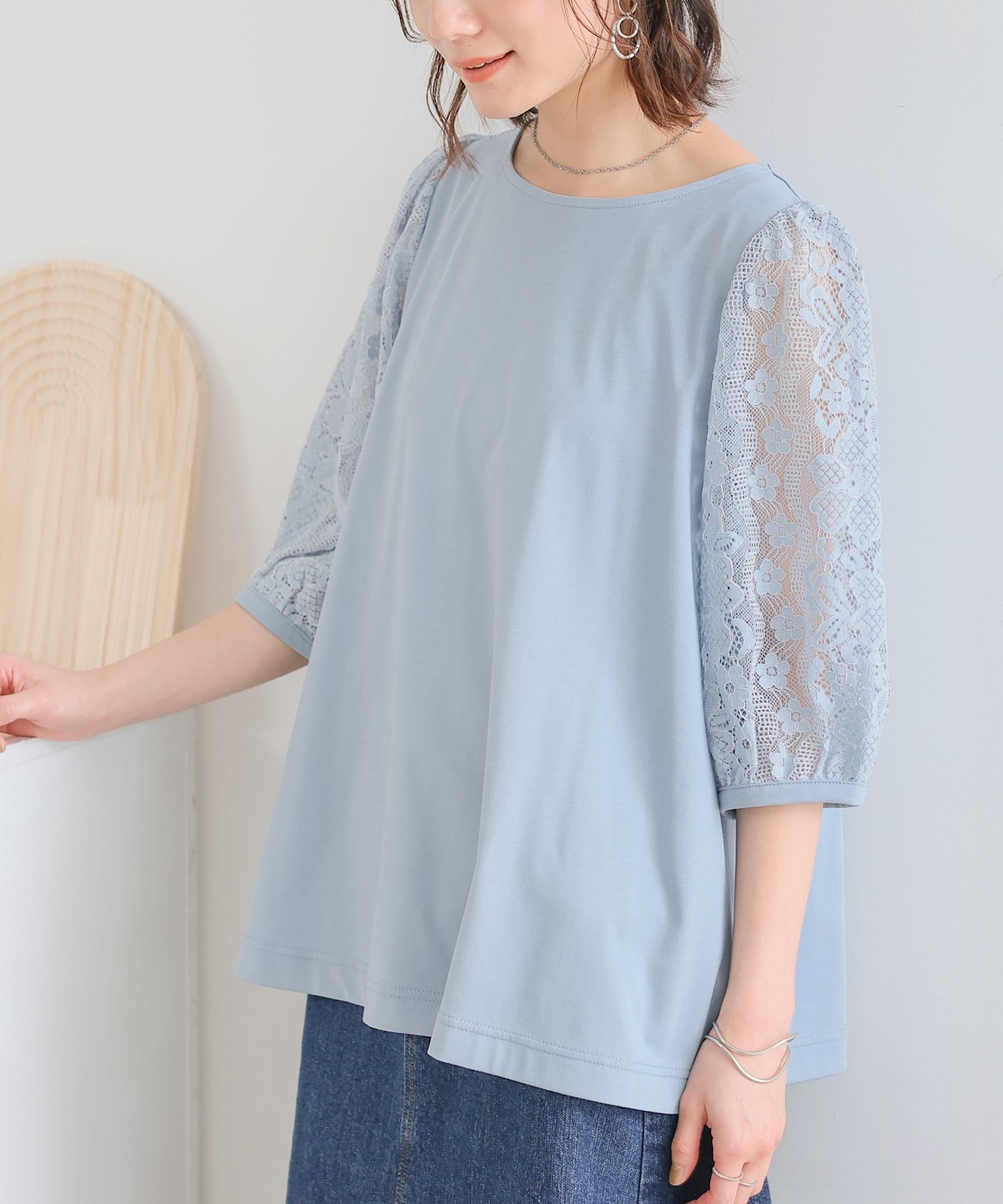 360度囲む刺繍レースの花柄シャツブラウス レディース