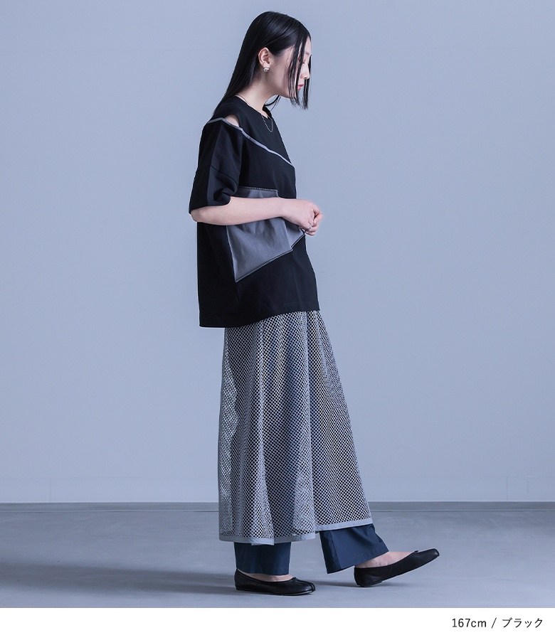 osharewalker Tシャツ レディース トップス バイカラー アシメ