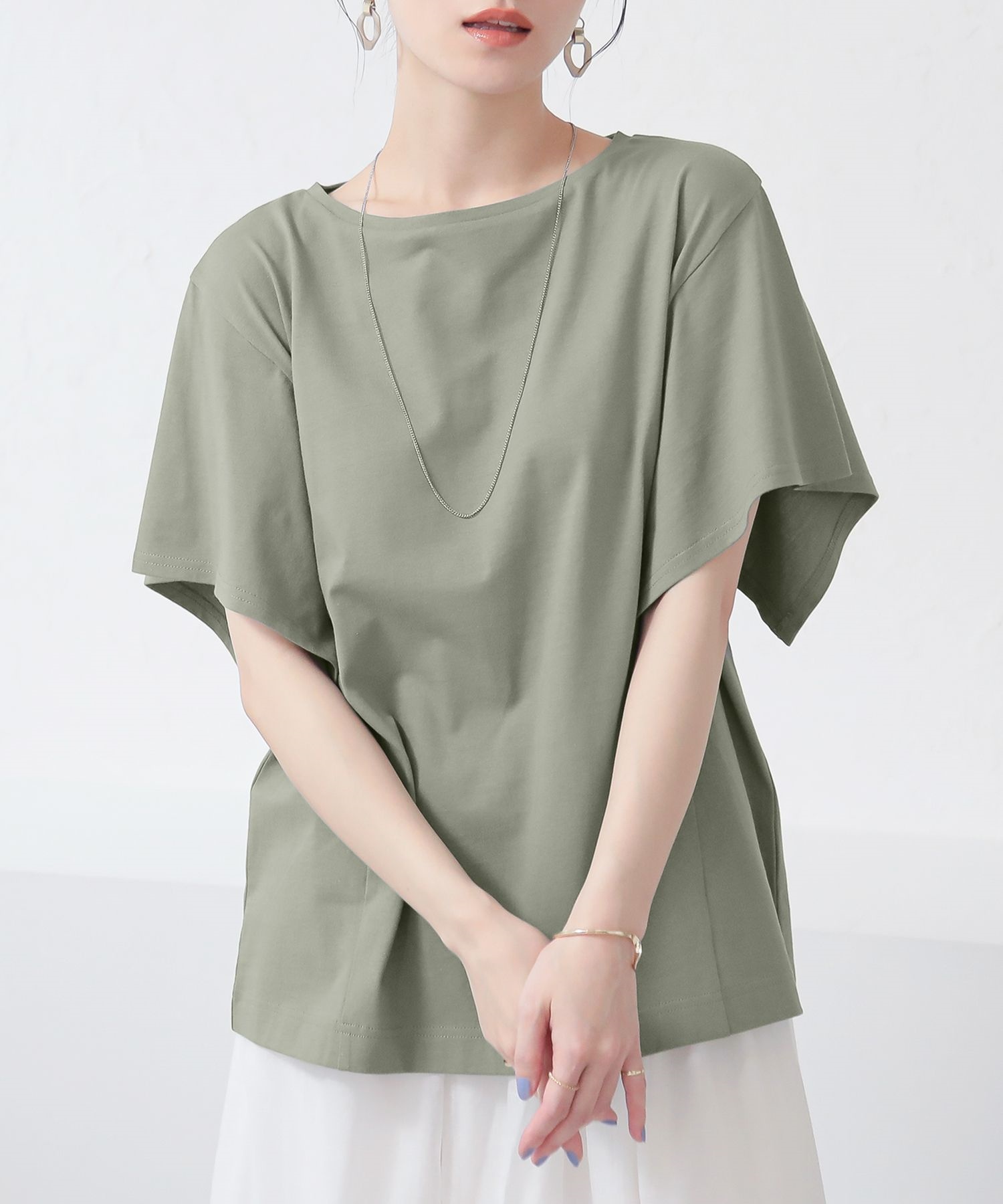 osharewalker Tシャツ レディース トップス ボートネック 汗染み