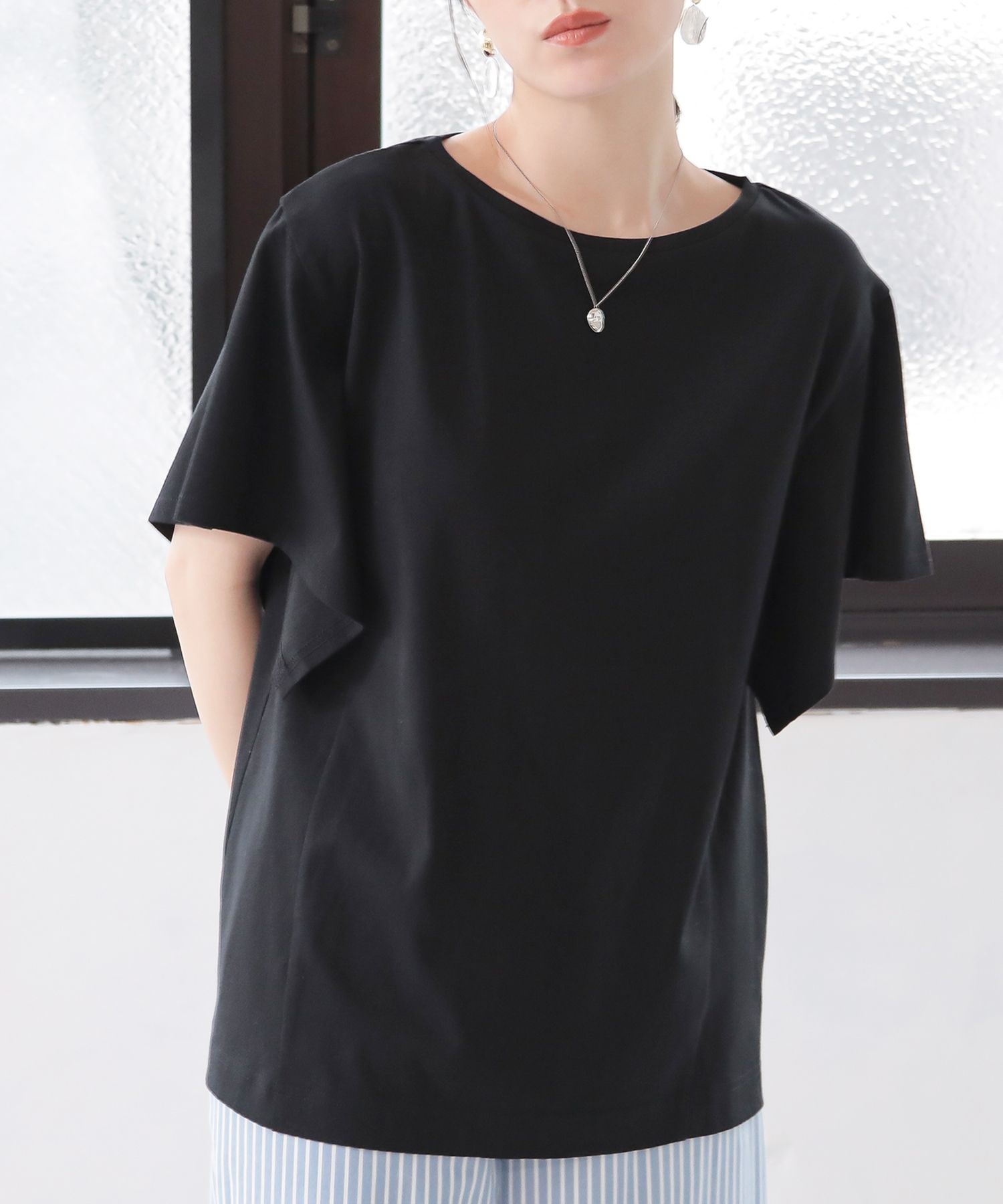 osharewalker Tシャツ レディース トップス ボートネック 汗染み