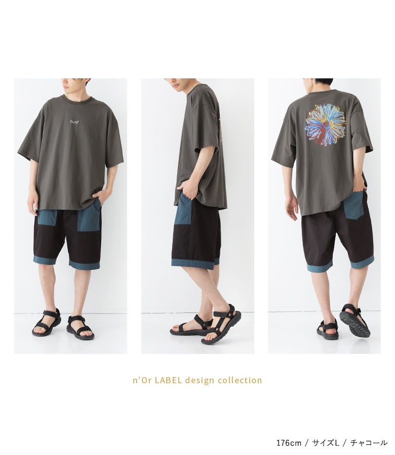 NON TOKYO 花柄プリント Tシャツ フリーサイズ 半袖 ユニセックス osharewalker Tシャツ メンズ 春夏 ユニセックス トップス