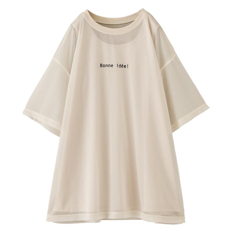 シアーTシャツ タンクトップ レディース 春夏 トップス セット 半袖 『シアーロゴTシャツ×タンクトップセット』