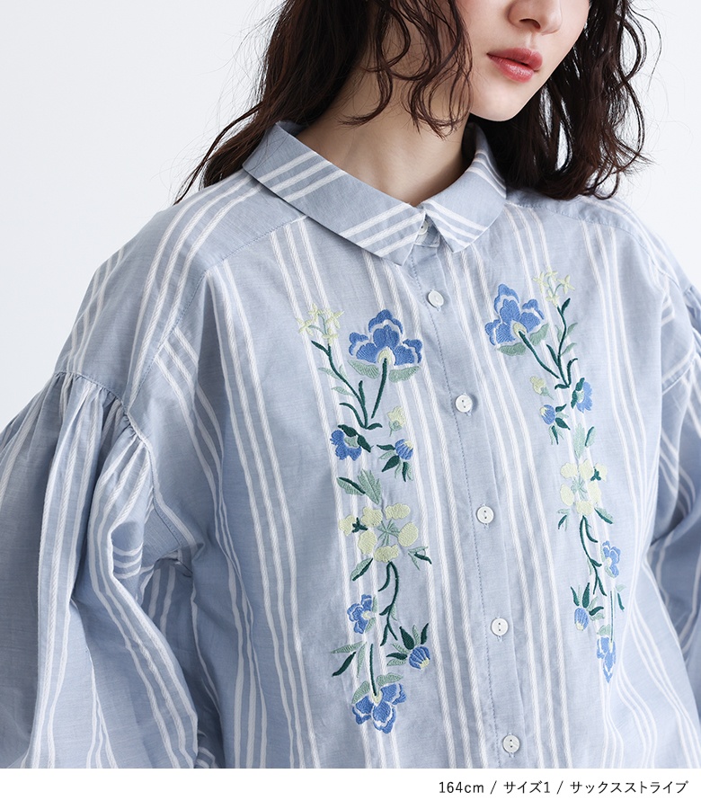 osharewalker ブラウス シャツ レディース トップス 長袖 花柄
