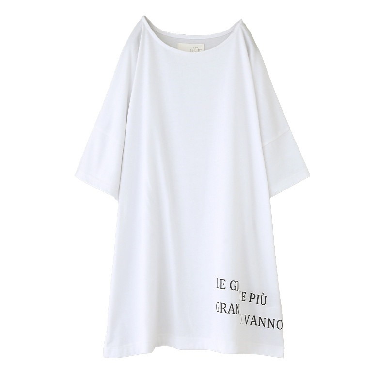 Tシャツ レディース 春夏 オリジナルロゴ スリット ロング丈 綿100％ コットン100％※メール...