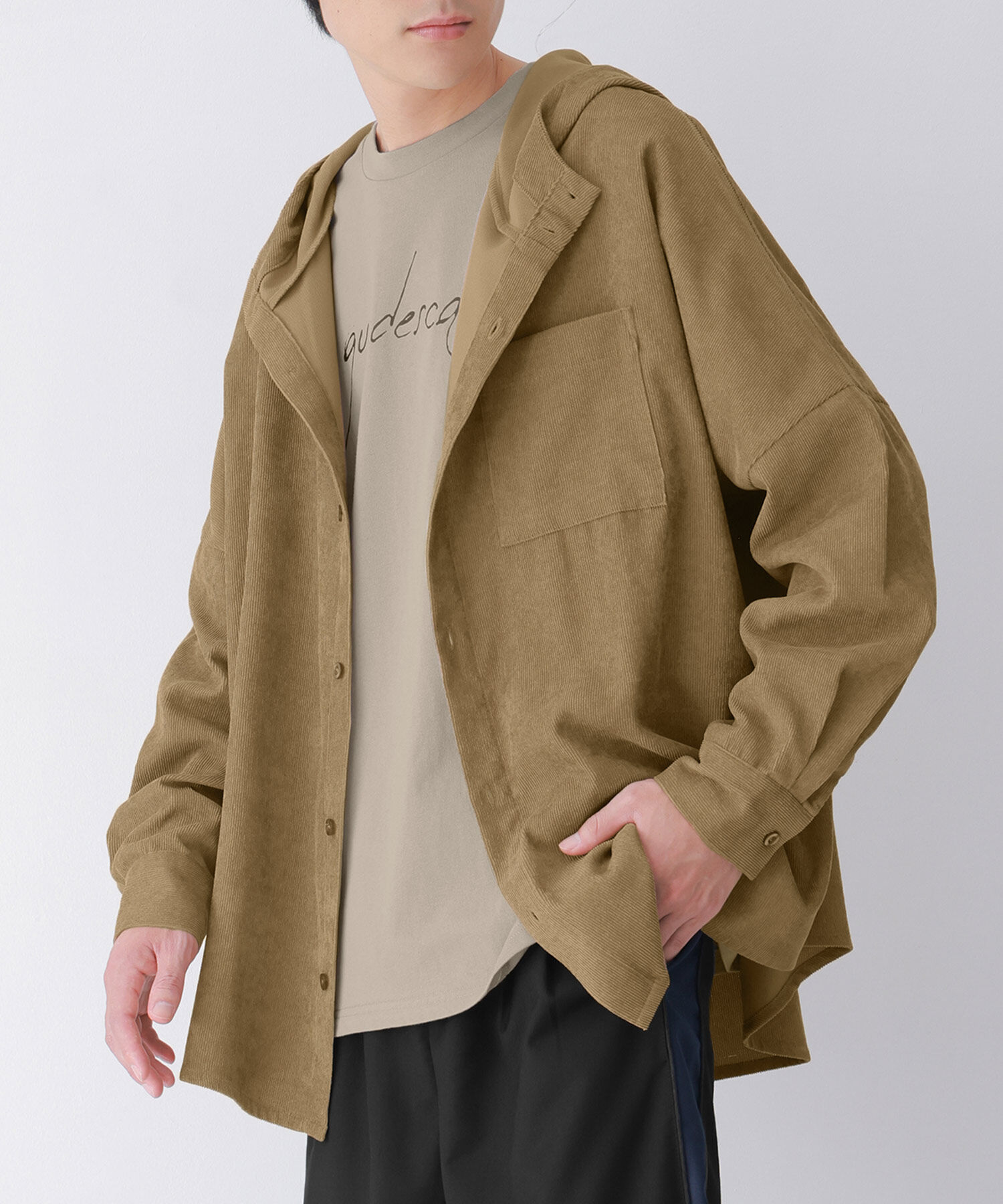 osharewalker カジュアルシャツ フード付き メンズ 秋冬 ユニ
