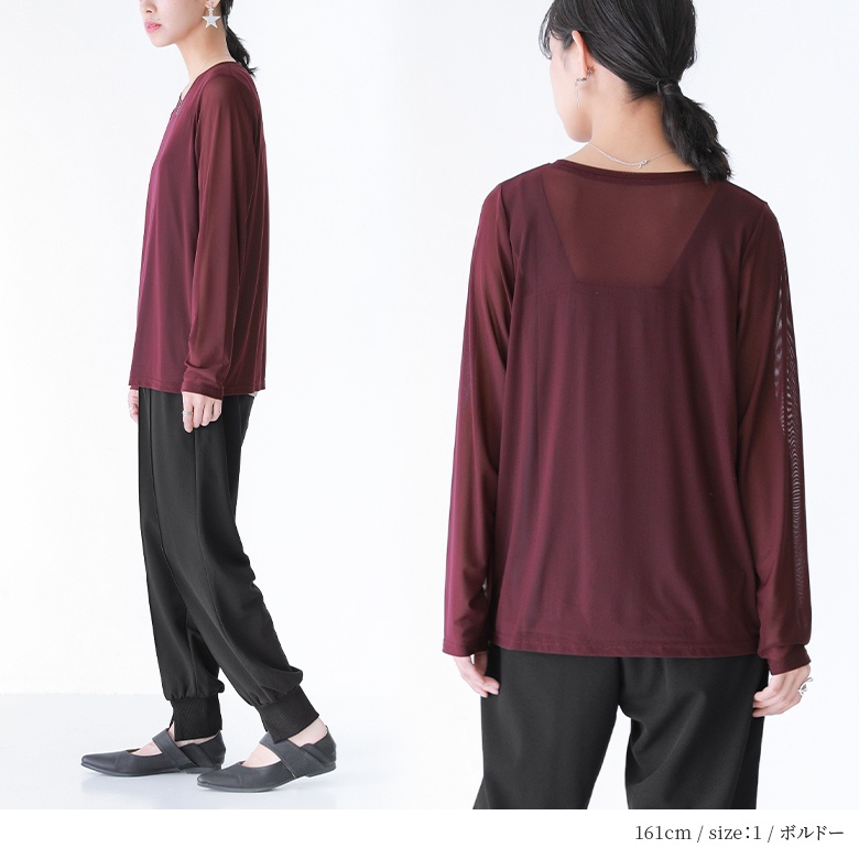 トップス ロンT レディース 春秋冬 シアー感...の詳細画像5