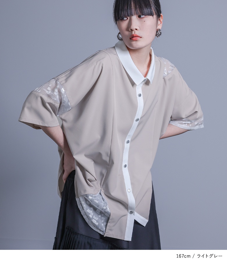 osharewalker シャツ トップス レディース 半袖 シアー 透け感 osharewalker シャツ トップス レディース 半袖 シアー 透け感