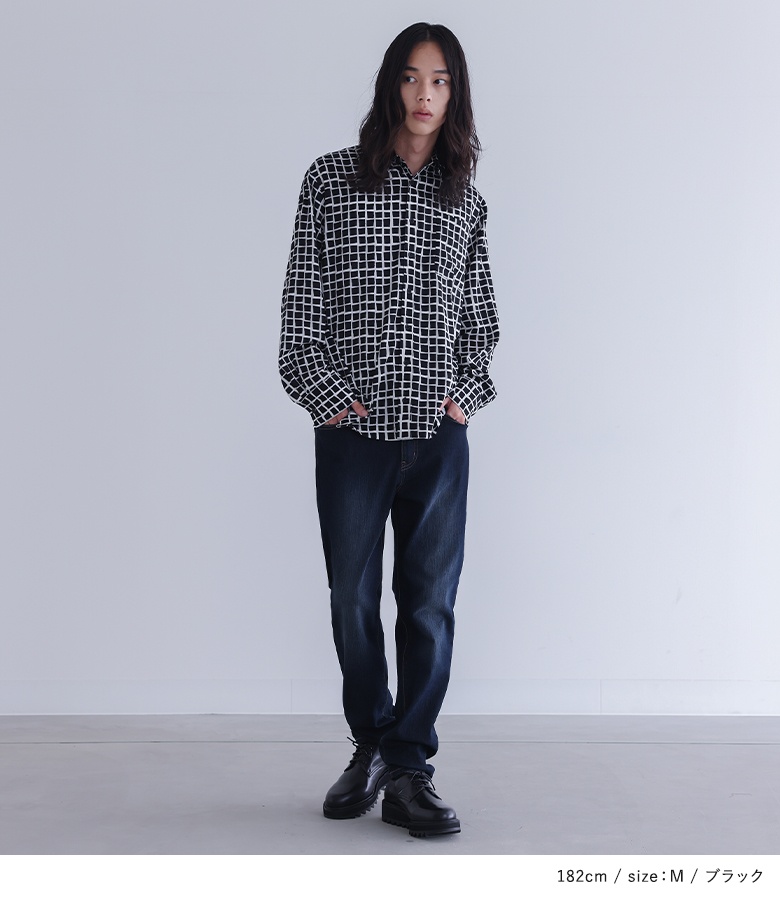 osharewalker シャツ トップス 前開きシャツ 襟付きシャツ 柄