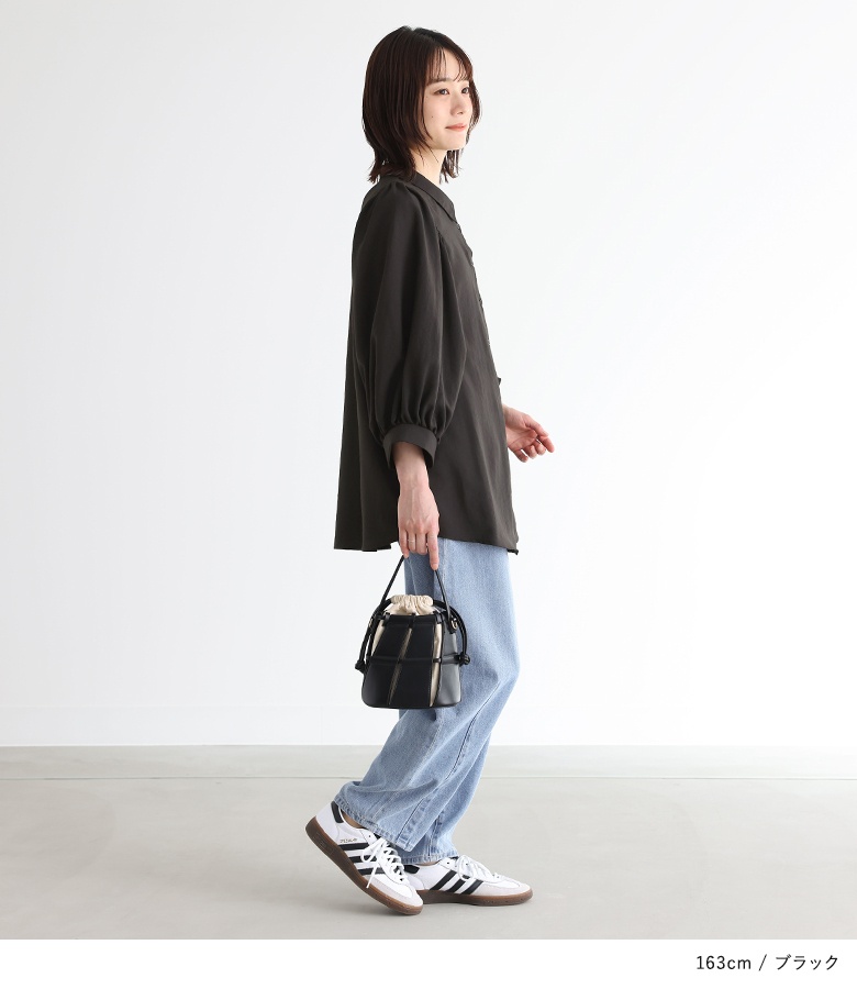 パフスリーブ 襟付き トップス ブラウス　yokochan seventen osharewalker ブラウス レディース トップス 七分袖