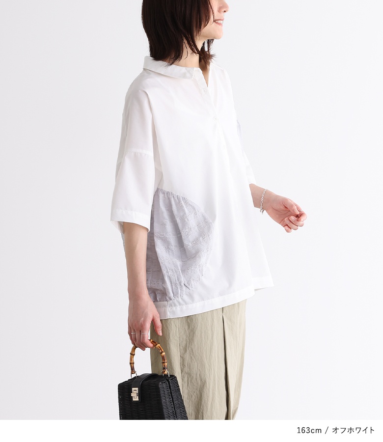 osharewalker シャツ レディース トップス 五分袖 半袖 襟付き