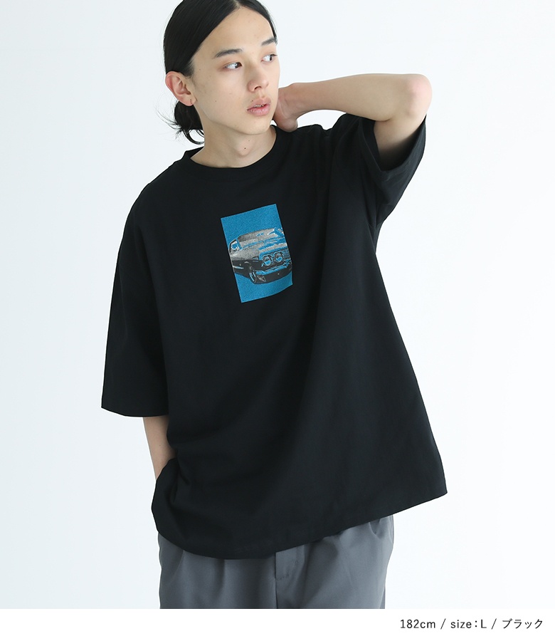Tシャツ メンズ カットソー 半袖 クルーネック フォトプリント 綿100％ プルオーバー オーバーサイズ  返品交換不可 「メール便可」「10」 | osharewalker | 03
