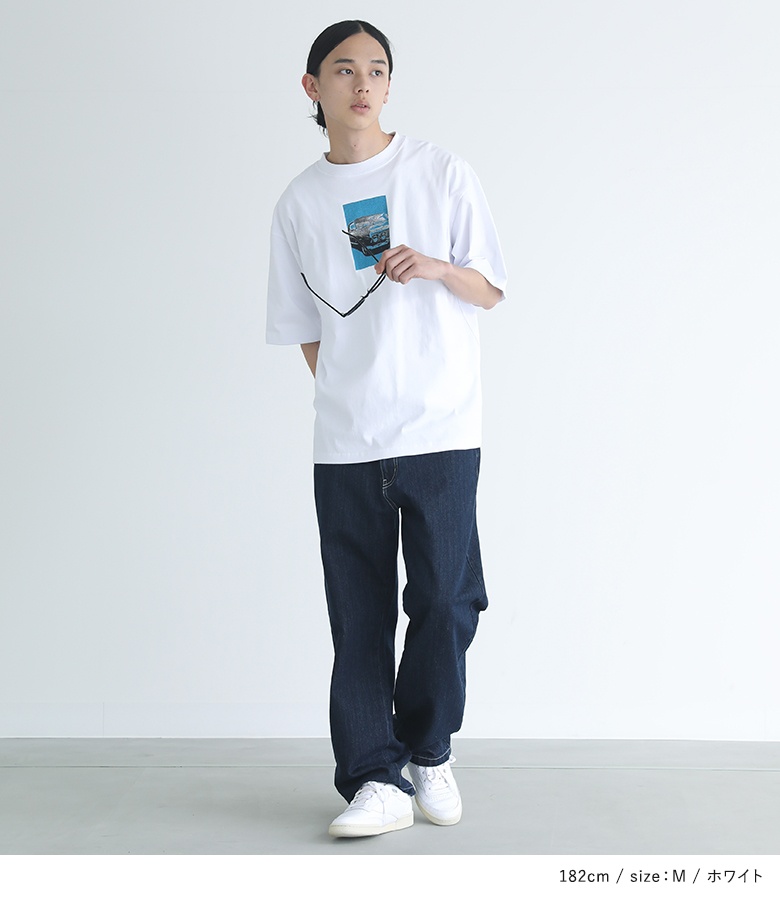 Tシャツ メンズ カットソー 半袖 クルーネック フォトプリント 綿100％ プルオーバー オーバーサイズ  返品交換不可 「メール便可」「10」 | osharewalker | 04