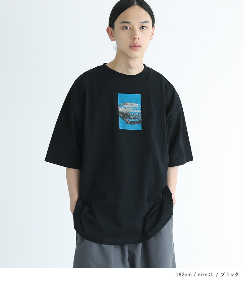 Tシャツ メンズ カットソー 半袖 クルーネック フォトプリント 綿100％ プルオーバー オーバーサイズ  返品交換不可 「メール便可」「10」 | osharewalker | 10