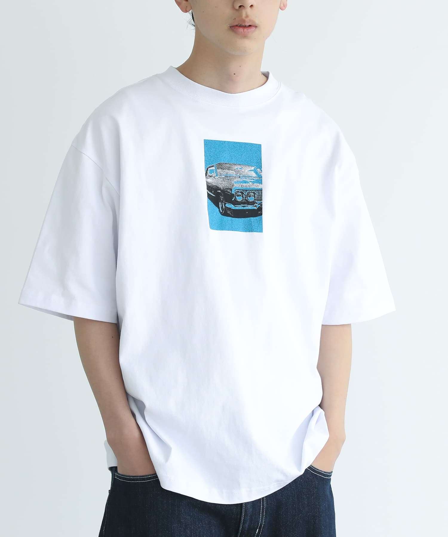 Tシャツ メンズ カットソー 半袖 クルーネック フォトプリント 綿100％ プルオーバー オーバーサイズ  返品交換不可 「メール便可」「10」 | osharewalker | 01