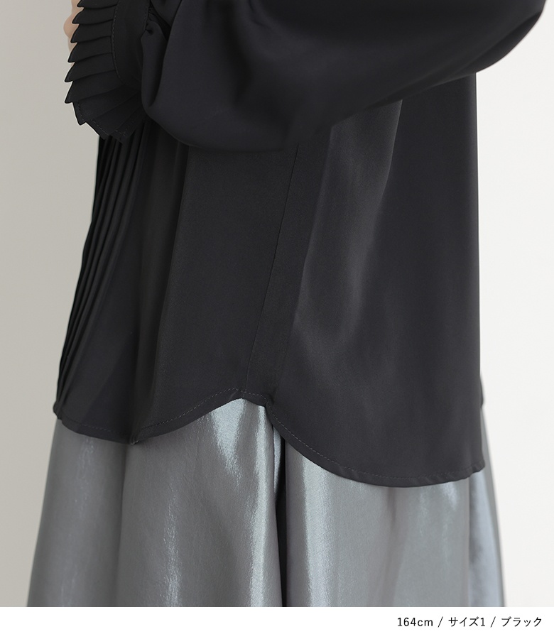 osharewalker ブラウス トップス レディース プリーツ ピンタック 長袖  