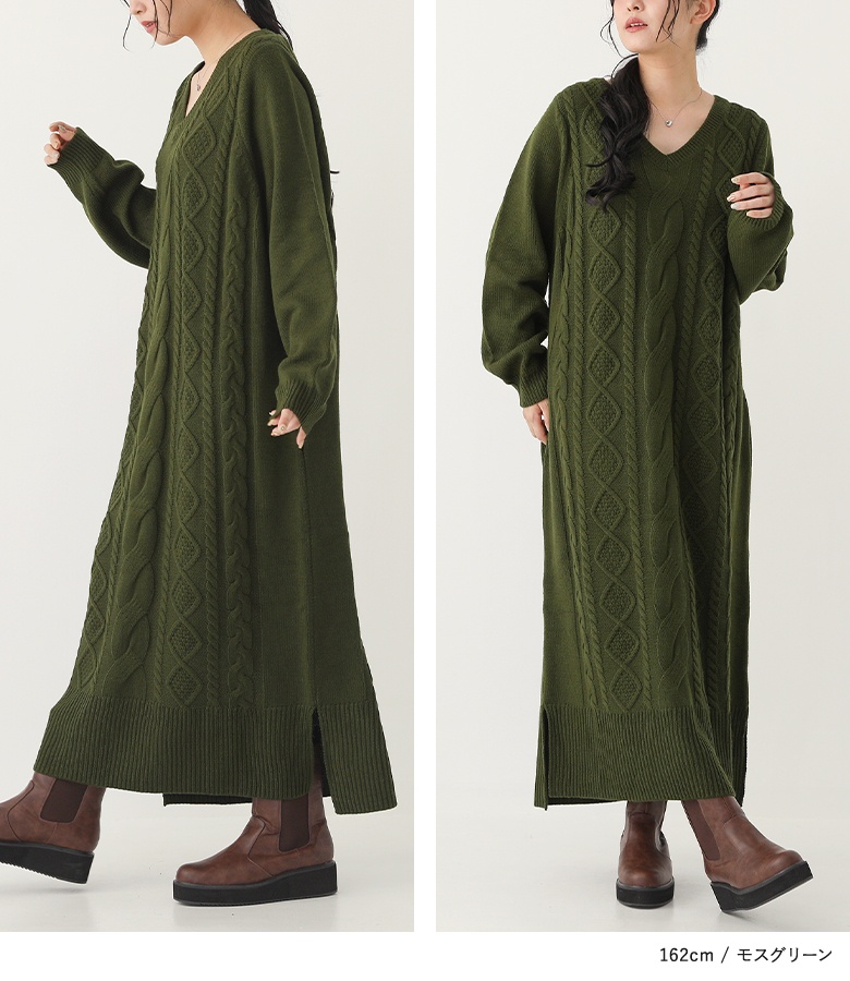 AKRIS アクリス　カーキ　ウールニットワンピース AKRIS アクリス カーキ ウールニットワンピース