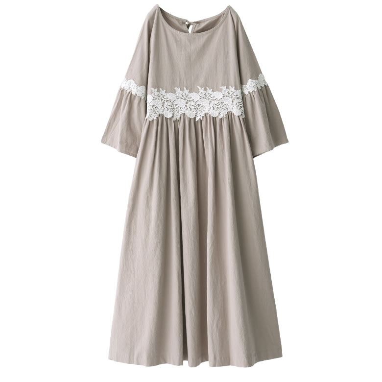 n'OrLABEL ワンピース レディース フレア ギャザーワンピース 綿
