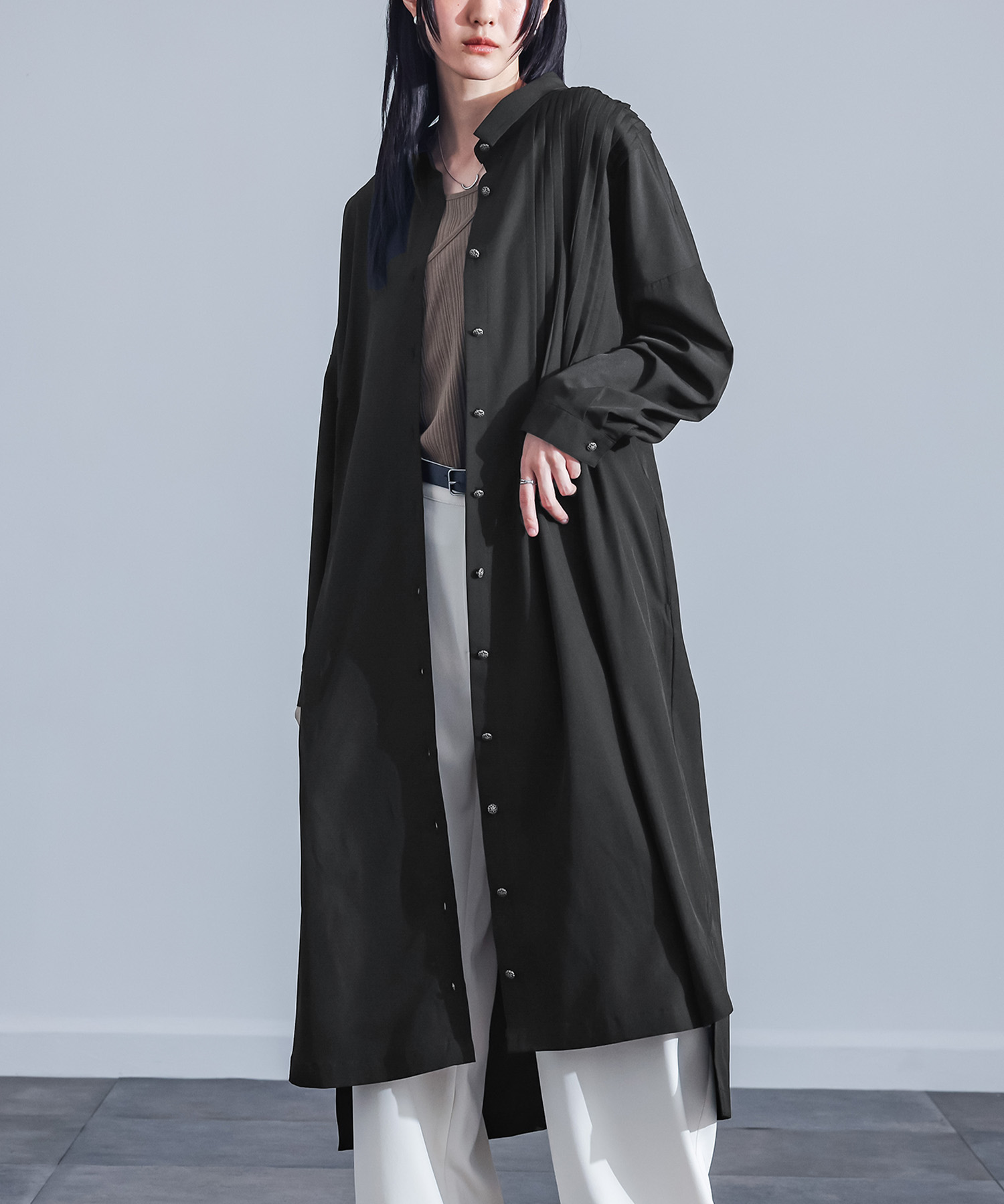 ダークグレー ワンピース 中古 23区 【洗える】ストレッチタイプライター ワンピース （グレー系
