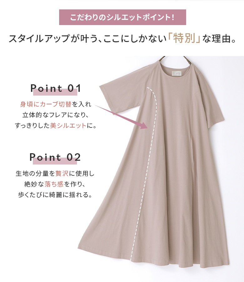 ワンピース レディース 半袖 ロング 汗じみ防...の詳細画像5