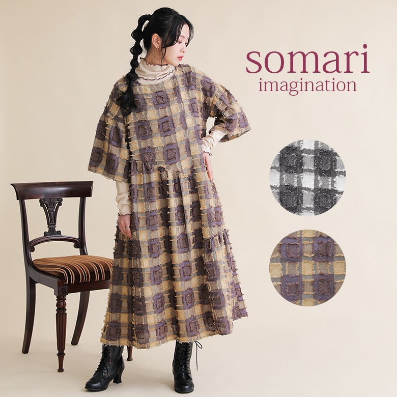 osharewalker ワンピース レディース ロング丈 クルーネック 五