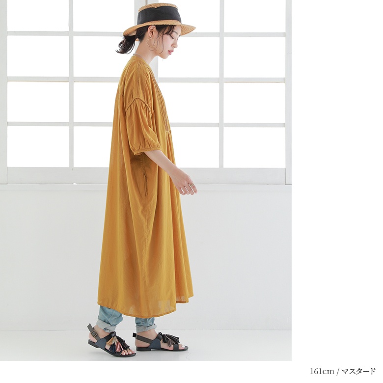 osharewalker ロングワンピース レディース 五分袖 七分袖