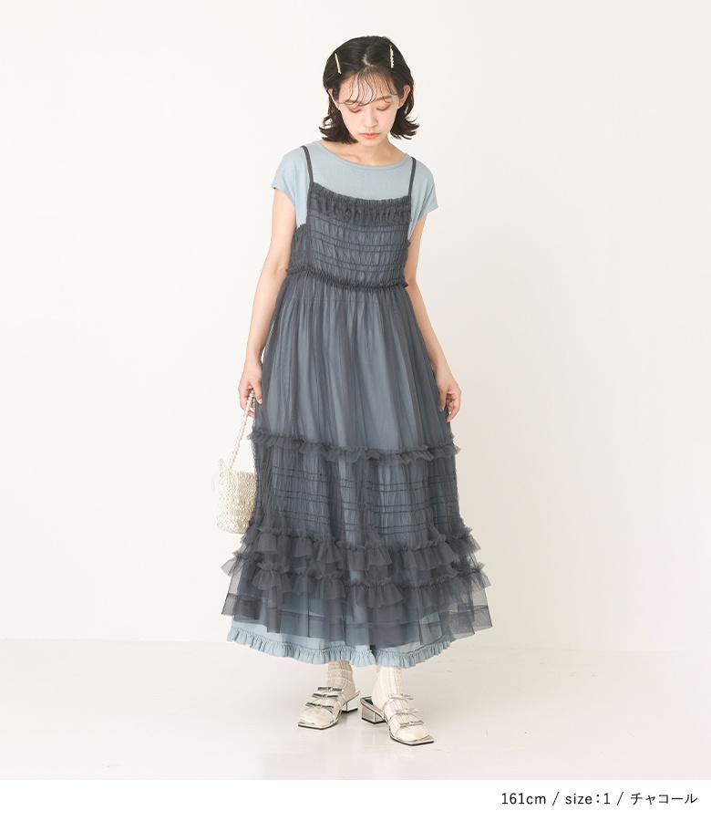 レース★フリル★キャミソールワンピース★調節可能★ ANNA SUI レース☆フリル☆キャミソールワンピース☆調節可能☆ ANNA SUI