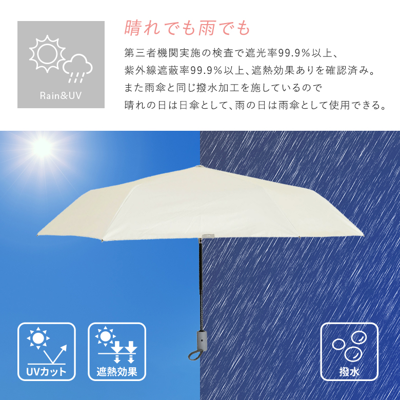 日傘 傘 折りたたみ 完全遮光 UVカット 遮光 遮熱 撥水加工