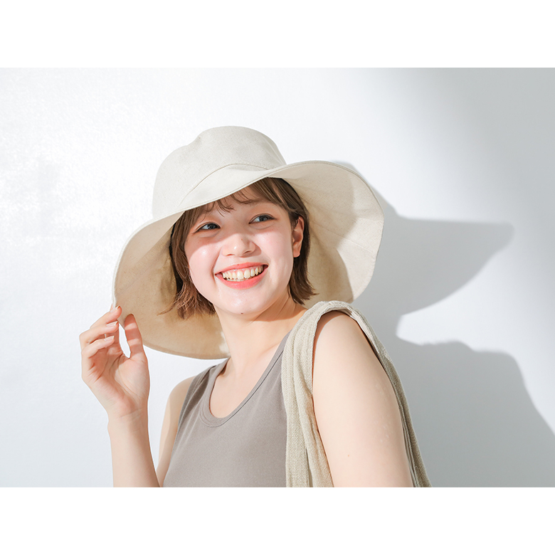 帽子 綿麻 カジュアル つば広ハット UV対策 リネン 春 夏 春夏 麻 UV