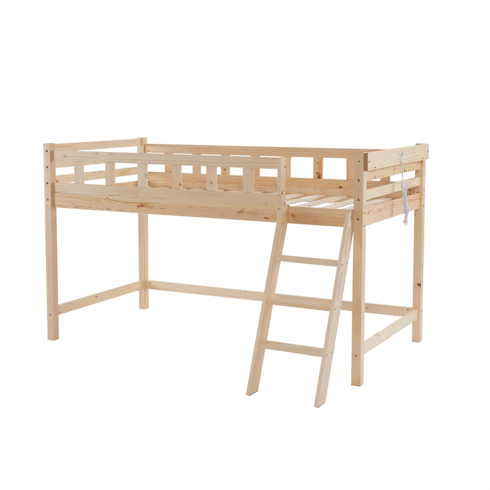 ロフトベッド ロータイプ 階段付き シングル 宮 コンセント付 大人用 すのこ 天然木 木製ベッド ...