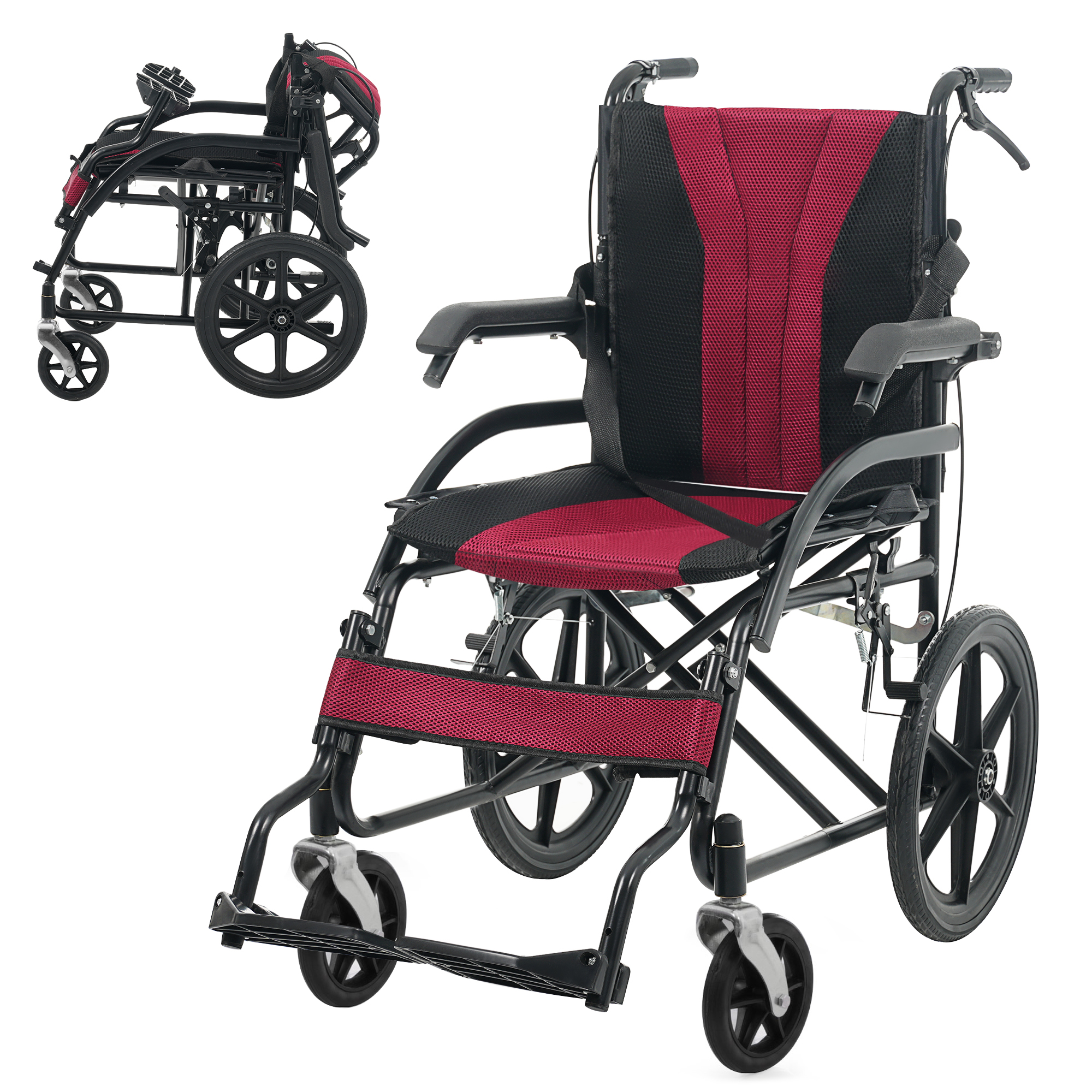 車椅子 軽量 介助用 コンパクト 折りたたみ 座面付き 四輪 介助