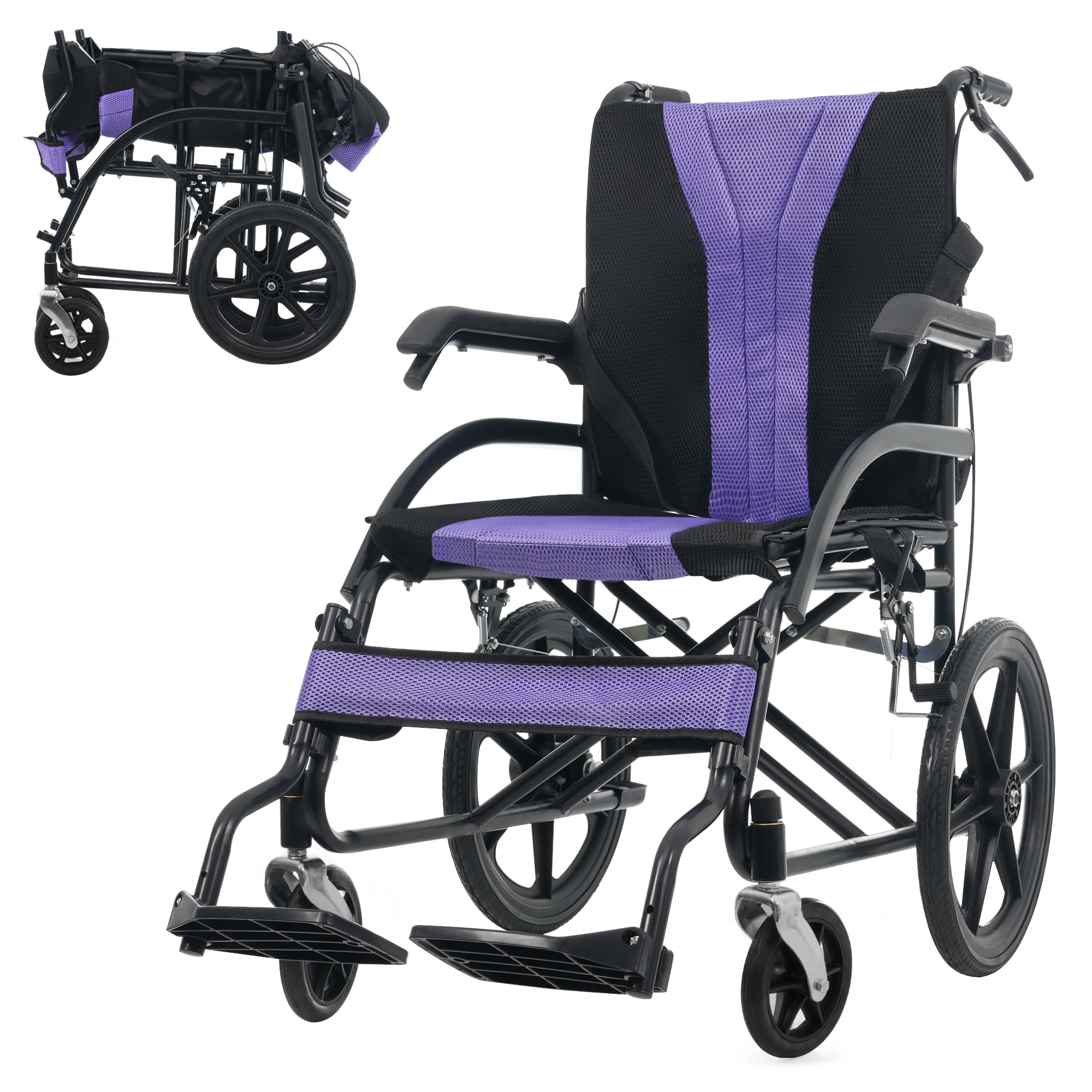 車椅子 軽量 介助用 コンパクト 折りたたみ 座面付き 四輪 介助