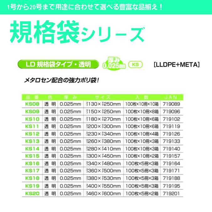 ポリ袋 LD規格袋 8号 透明 0.025mm厚 10000枚 ジャパックス KS08 業務