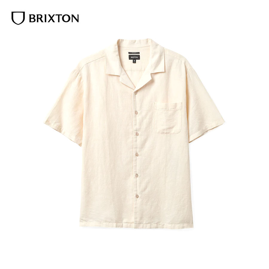 正規輸入品 ブリクストン シャツ メンズ 半袖 キューバ ボウリング オープンカラーシャツ リネン ラフ BRIXTON BUNKER LINEN BLEND S/S | BRIXTON