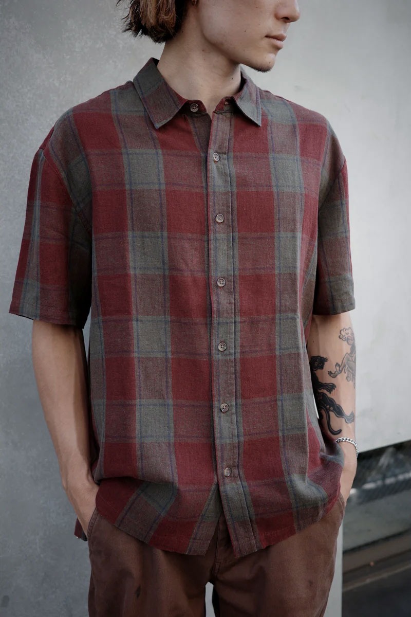 BRIXTON ブリクストン CRU LINEN BLEND S/S WVN シャツ メンズ 半袖 綿麻 リネン チェック柄 ストリート ブランド アメカジ | BRIXTON | 13