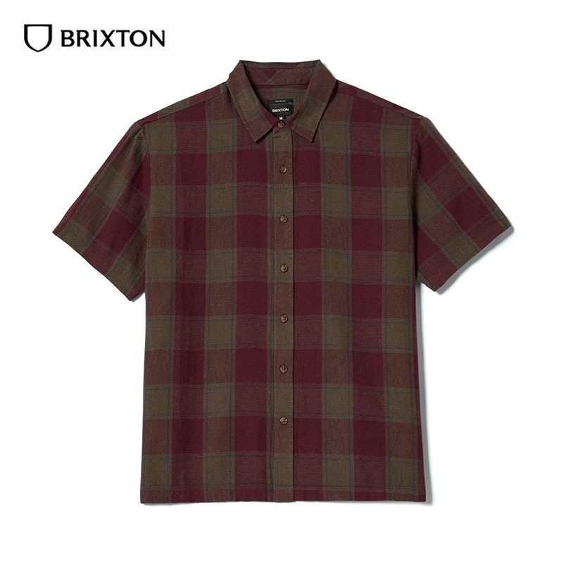 BRIXTON ブリクストン CRU LINEN BLEND S/S WVN シャツ メンズ 半袖 綿麻 リネン チェック柄 ストリート ブランド アメカジ | BRIXTON