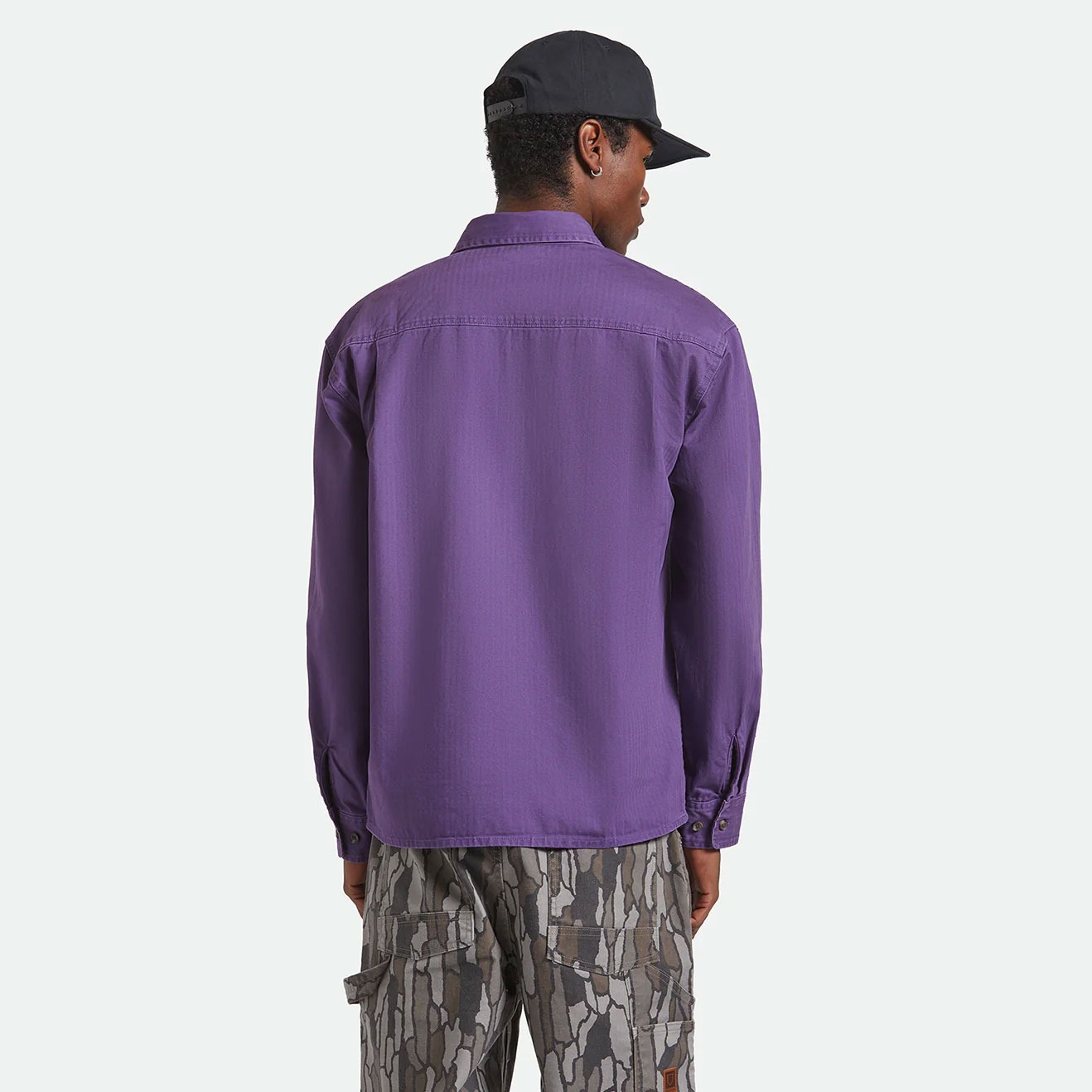 BRIXTON ブリクストン HERRINGBONE LW RELAXED OVERSHIRT シャツ ヘリンボーン コットン 生地 おしゃれ ワーク 長袖 メンズ 厚手 オーバーシャツ パープル | BRIXTON | 07