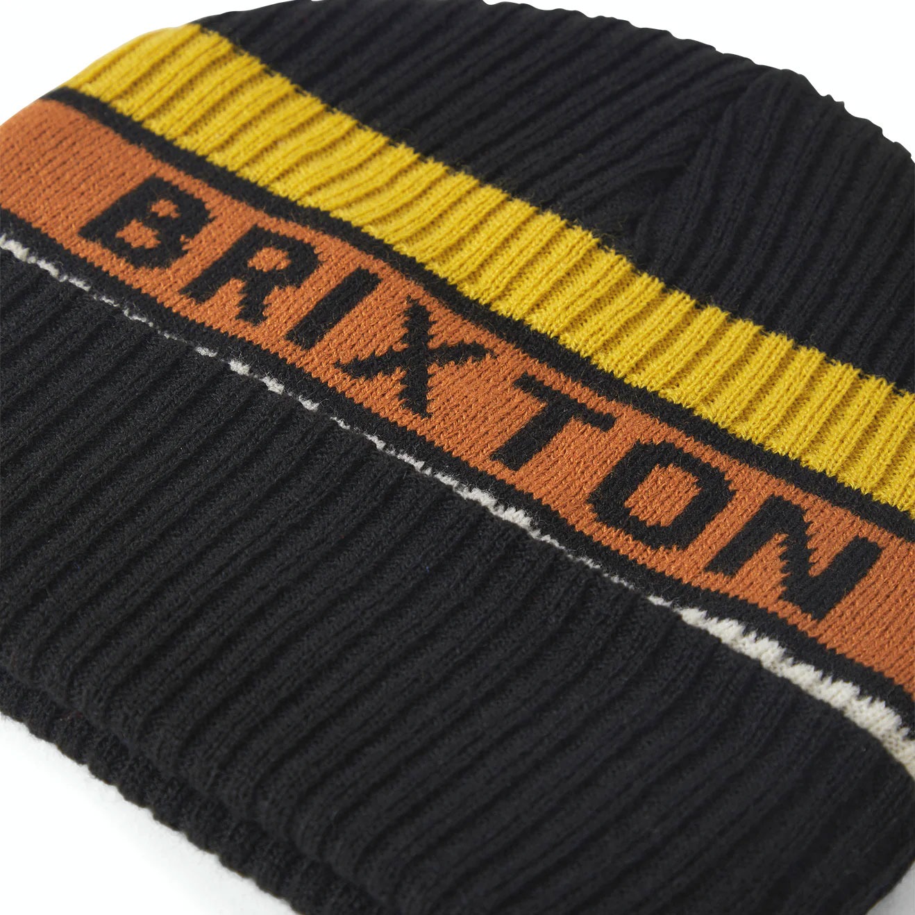 BRIXTON ブリクストン RAINIER STRIPED BEANIE ビーニー ストリート スケートボード ニット帽 ブランド 帽子 メンズ 冬 黒 ブラック 黄色 オレンジ 男性 | BRIXTON | 03