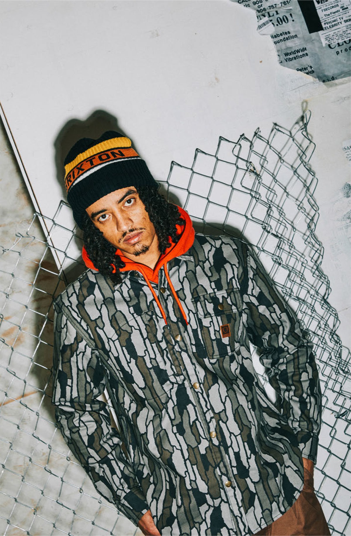 BRIXTON ブリクストン RAINIER STRIPED BEANIE ビーニー ストリート スケートボード ニット帽 ブランド 帽子 メンズ 冬 黒 ブラック 黄色 オレンジ 男性 | BRIXTON | 04