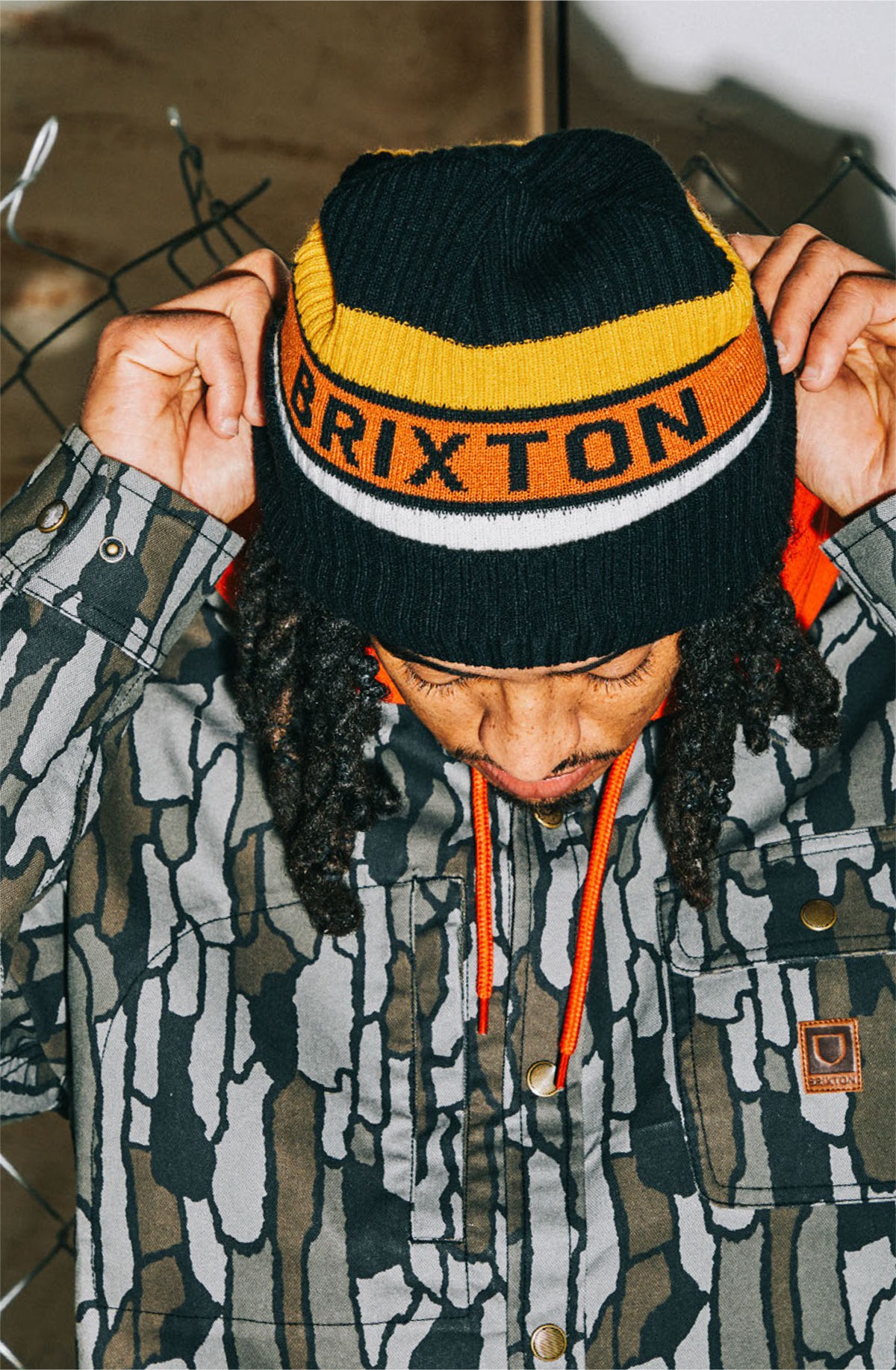 BRIXTON ブリクストン RAINIER STRIPED BEANIE ビーニー ストリート スケートボード ニット帽 ブランド 帽子 メンズ 冬 黒 ブラック 黄色 オレンジ 男性 | BRIXTON | 05