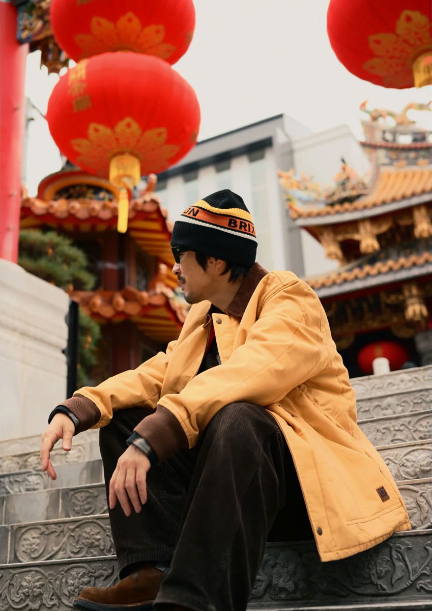 BRIXTON ブリクストン RAINIER STRIPED BEANIE ビーニー ストリート スケートボード ニット帽 ブランド 帽子 メンズ 冬 黒 ブラック 黄色 オレンジ 男性 | BRIXTON | 07