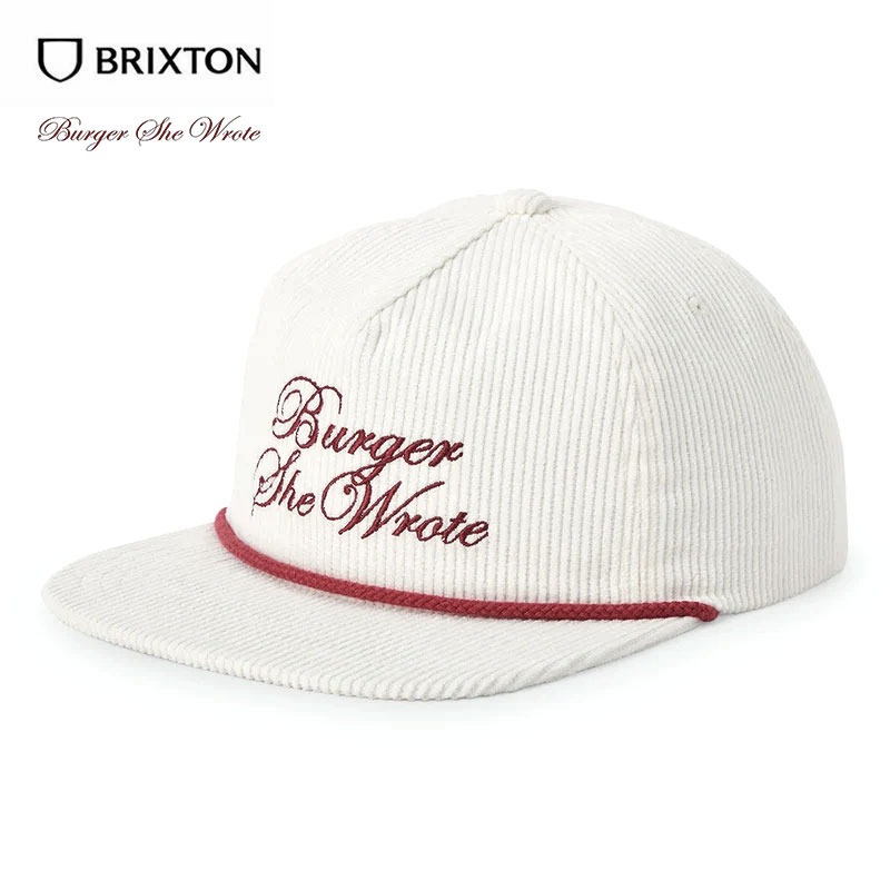 BRIXTON ブリクストン BURGER SHE WROTE SNAPBACK キャップ コーデュロイ メンズ 帽子 ストリート スナップバック スケボー ロゴ スケートボード 秋冬 白 | BRIXTON