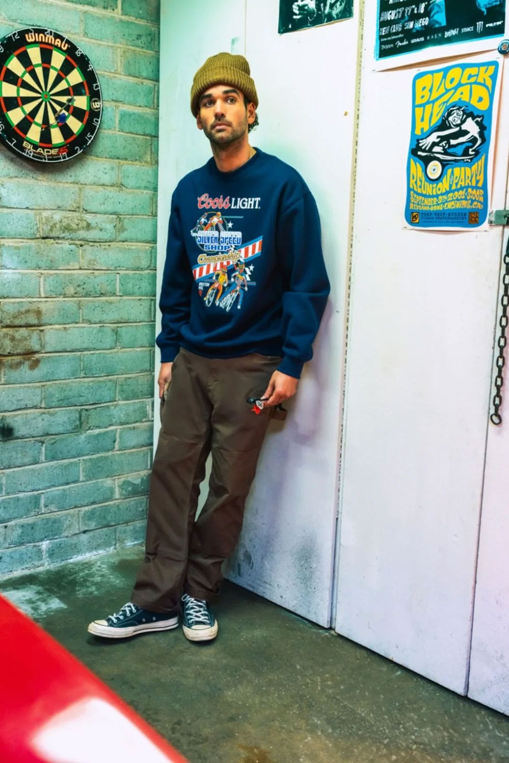 Brixton × Coors COORS LIGHT BERM CREW ストリート スウェット ネイビー トレーナー ブランド メンズ アメカジ 紺 スウェット 裏起毛 長袖 ビール クアーズ | BRIXTON | 05