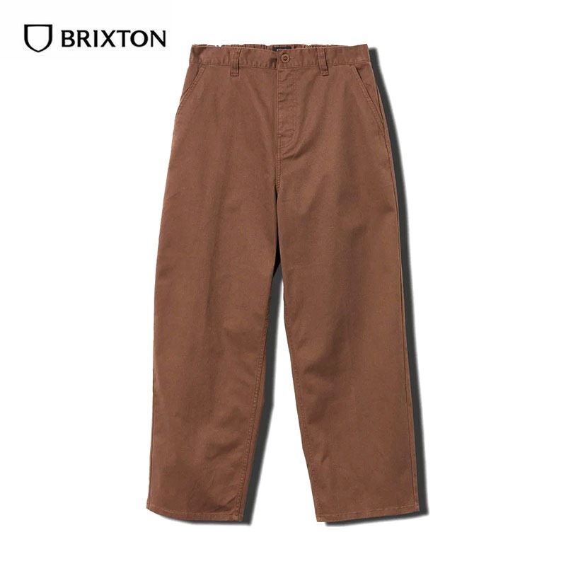 BRIXTON (ブリクストン) UNION BAGGY PANT バギーパンツ メンズ ストリート スケボー ゆったり 太い 太め ワイド ブラウン ストレッチ スケートボード | BRIXTON