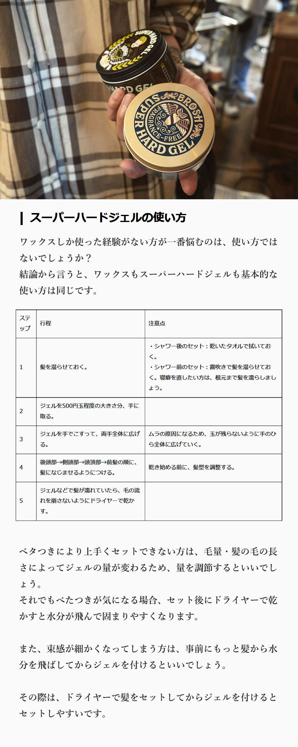 ブロッシュ ポマード ヘアジェル メンズ 無香料 ハード スタイリング剤 