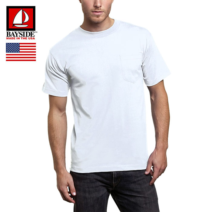 ベイサイド Tシャツ tシャツ ポケット メンズ 半袖 ヘビーウェイト 厚手 usaコットン BAYSIDE MADE IN USA HEAVYWEIGHT 6.1 OZ. UNISEX POCKET CREW | BAY SIDE