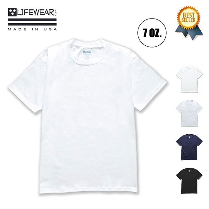 LIFEWEAR (ライフウェア) 7oz T-Shirts tシャツ メンズ 半袖 ヘビーウェイト 厚手 7オンス usa ブランド 無地 白 丈夫 透けない 綿100％ 大きいサイズ｜OSS