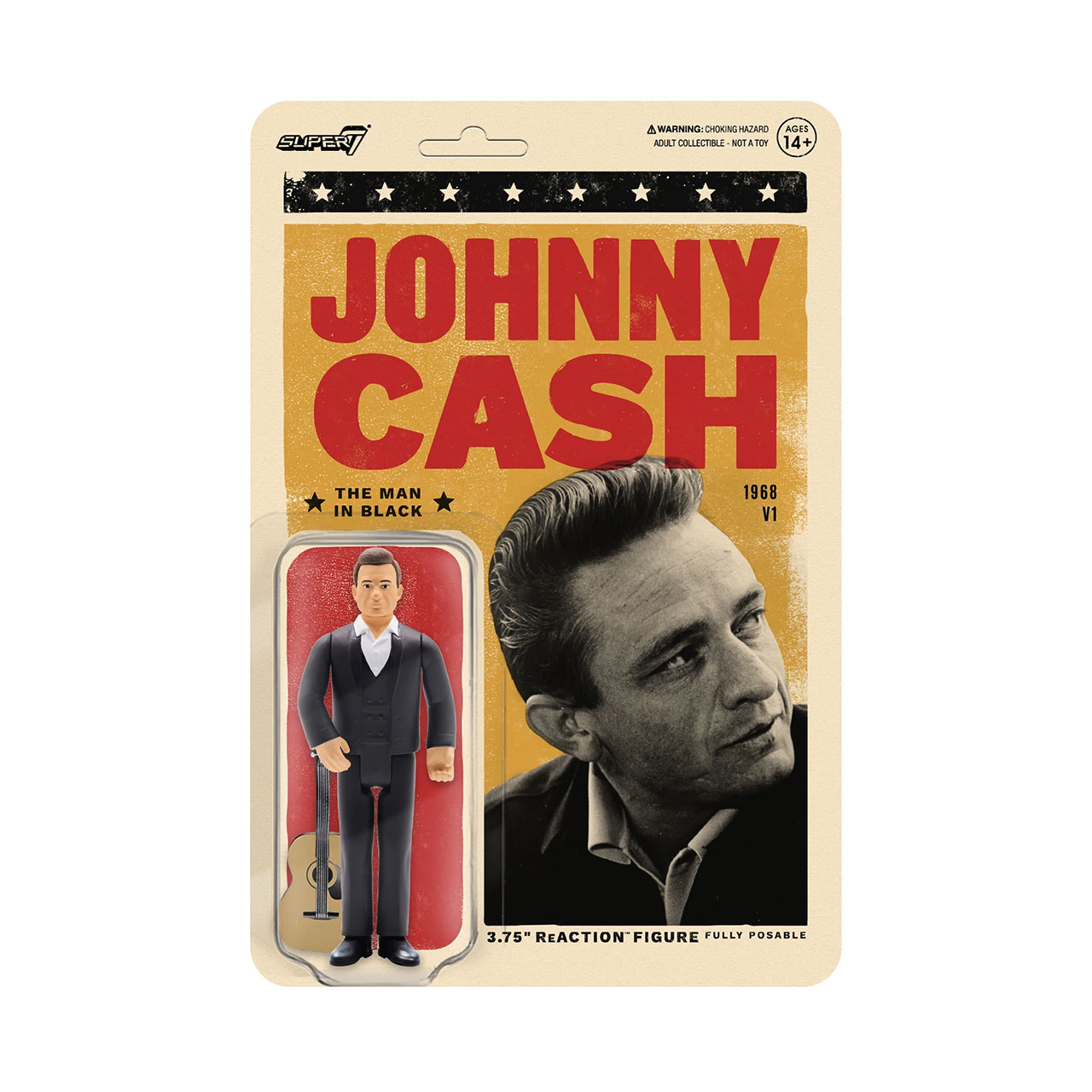 スーパーセブン フィギュア カントリー コラボレーション ジョニー・キャッシュ おもちゃ Super7 Johnny Cash ReAction  Figure The Man In Black / Super 7