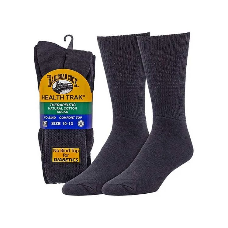 THE RAILROAD SOCK レイルロードソック 2 Pair Therapeutic Socks ソックス 靴下 メンズ ゆったり ゆるい ゴム 無地 むくみ 糖尿病 敏感肌 白 黒 綿 | Railroad Sock | 02