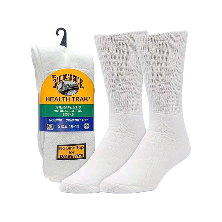 THE RAILROAD SOCK レイルロードソック 2 Pair Therapeutic Socks ソックス 靴下 メンズ ゆったり ゆるい ゴム 無地 むくみ 糖尿病 敏感肌 白 黒 綿 | Railroad Sock | 01